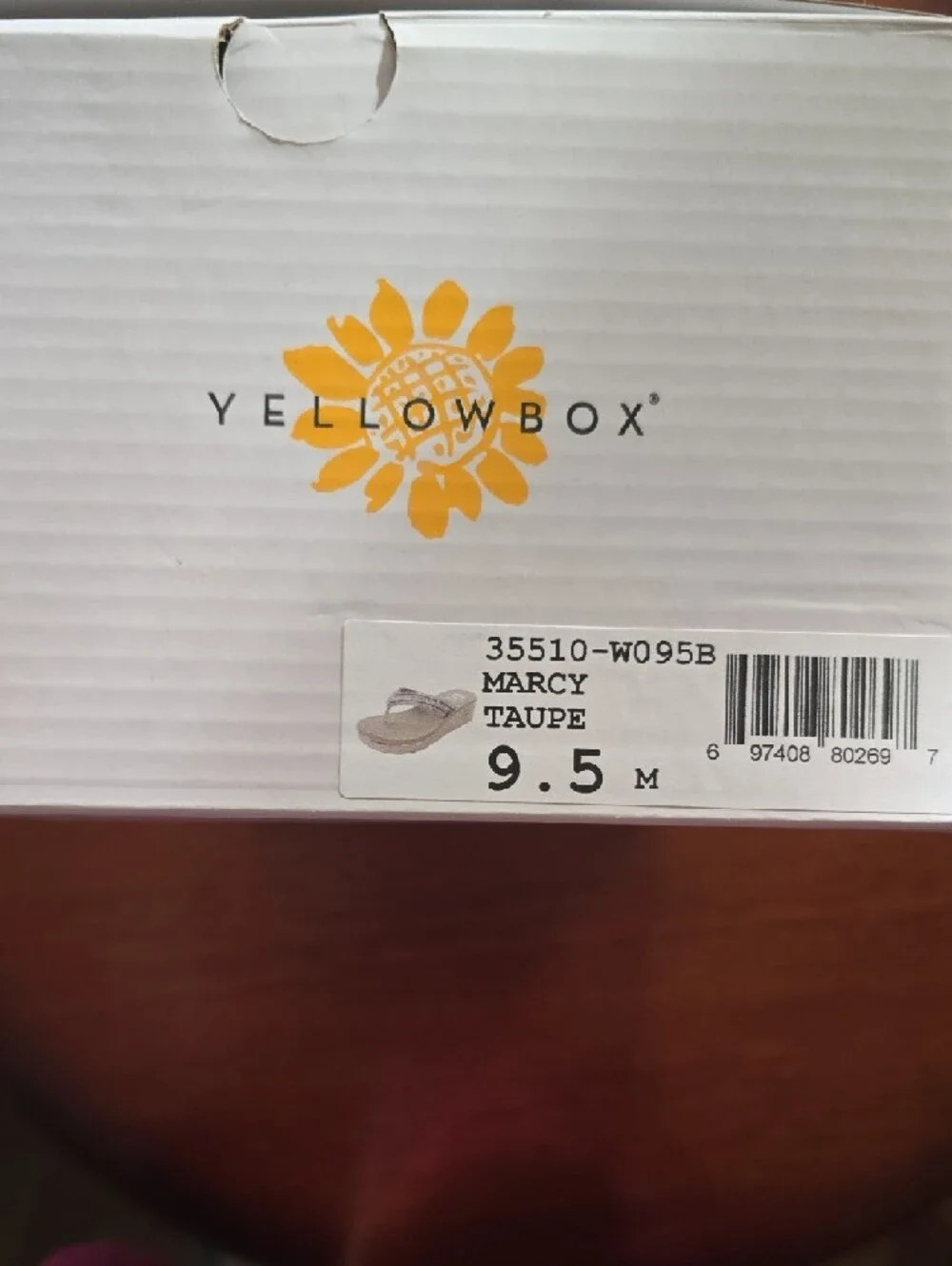 2 Pair-Yellow Box Gold Beaded Thong Sandals with Pink Accents - Picture 9 of 10